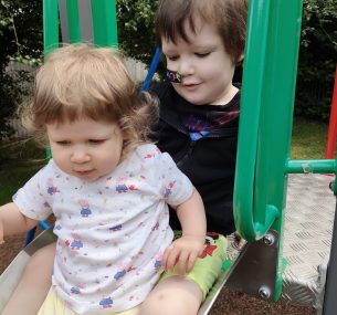 Chester and his sister Willow playing in the park last week